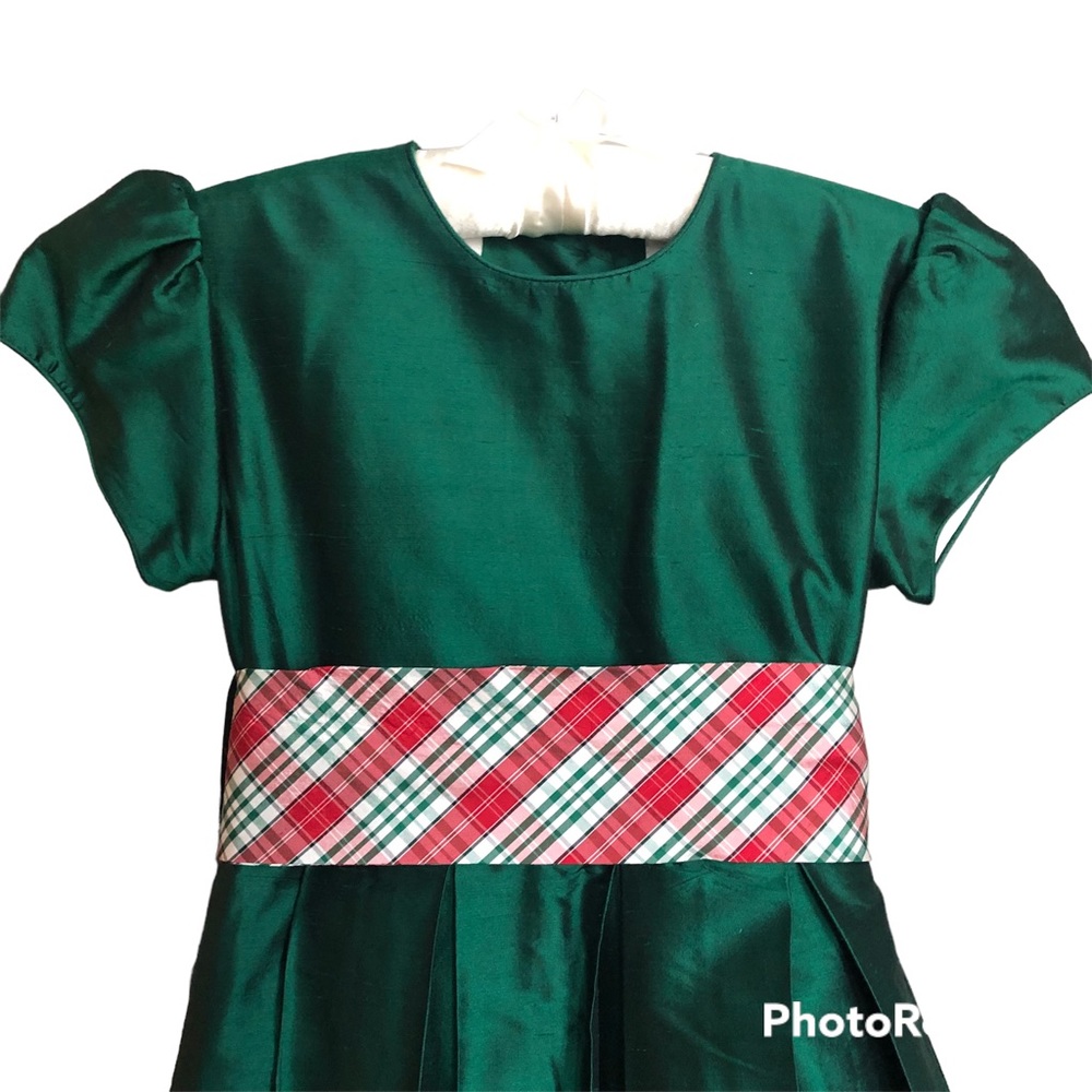 Girls Strasburg Silk Green Formal Holiday Party Dress w Petticoat Skirt Age 10y